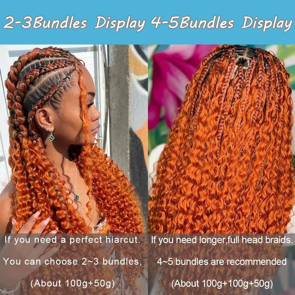 Hair Care Orange - Tresses Boho en Cheveux Humains 100g/pièce/2