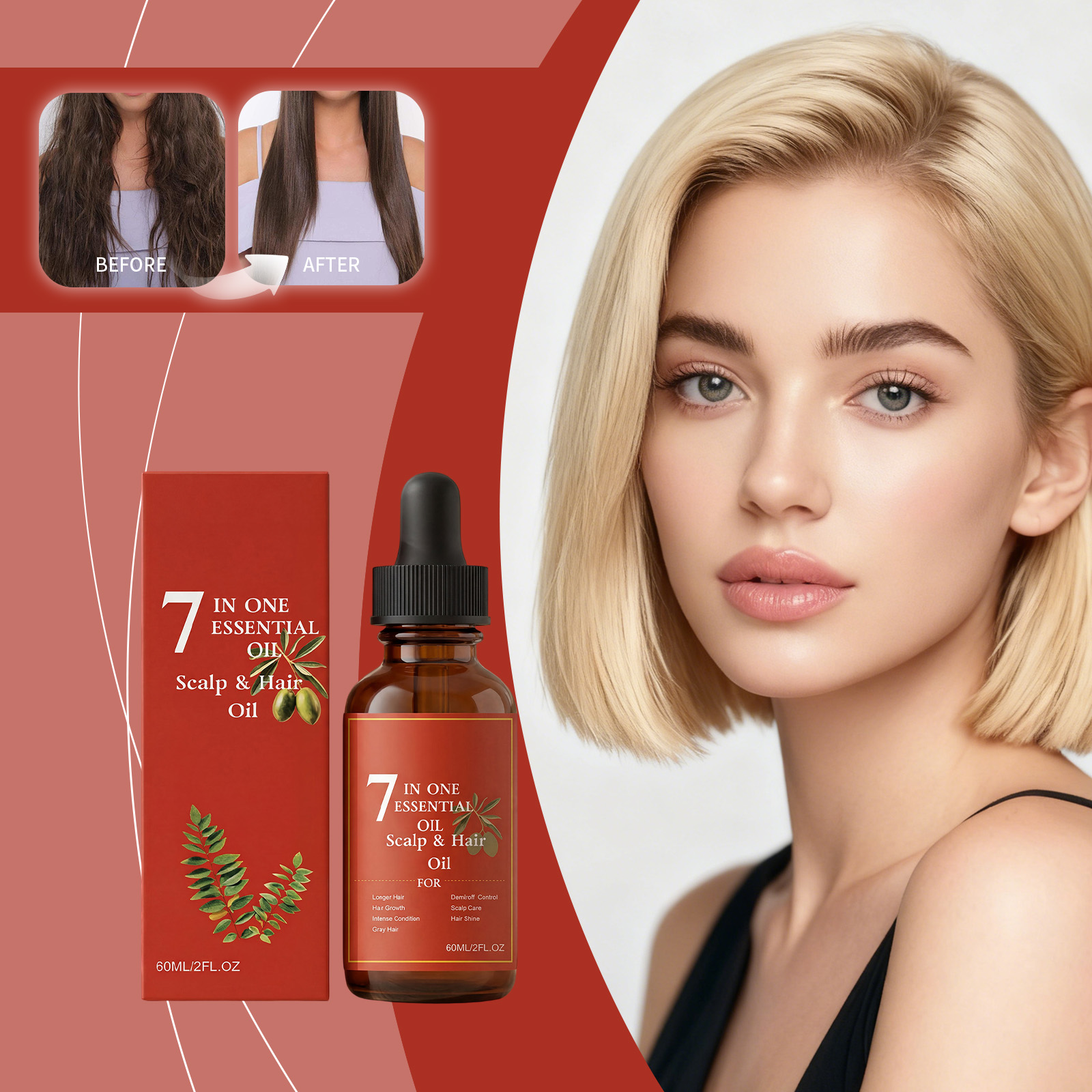 Hair Care Olive Oil - Huile Essentielle Capillaire 7-en-1 60ml –