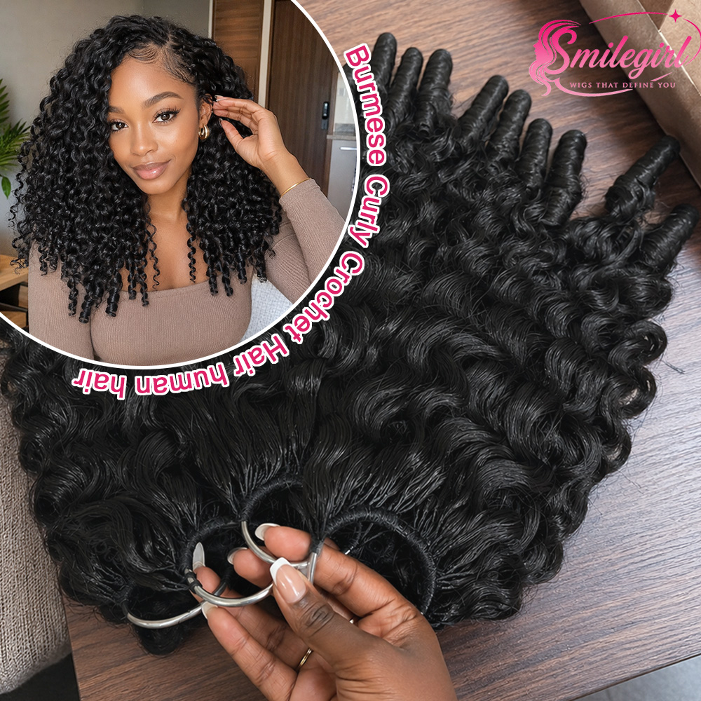 Crochet Braiding Hair - Cheveux humains bouclés birmanes à crochet,