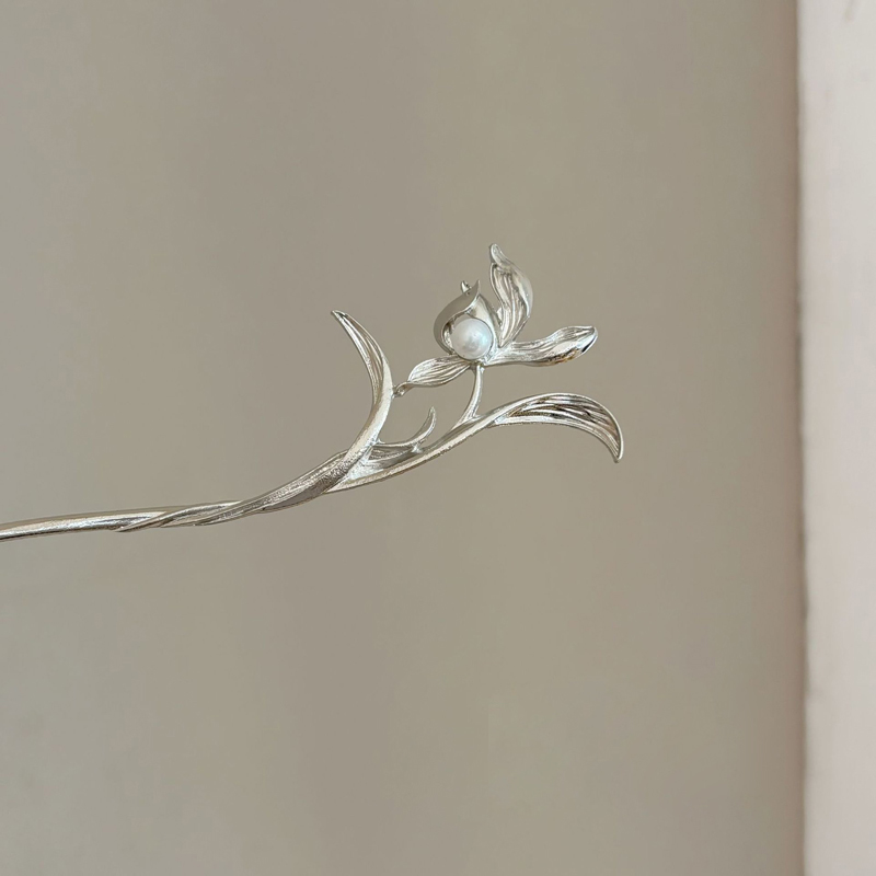 Hair Care Ingredients - Épingle à cheveux orchidée en argent