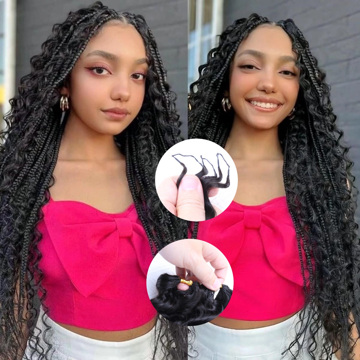 Crochet Braiding Hair - Extensions de cheveux humains noirs naturels