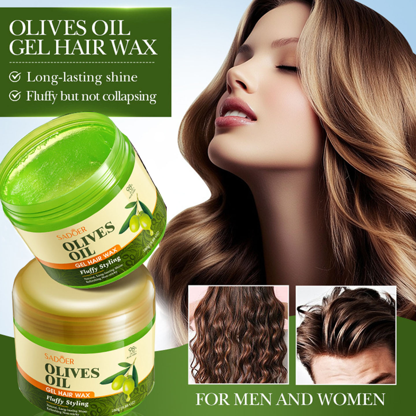 Hair Care Olive Oil - Gel coiffant nourrissant à l'huile d'olive,